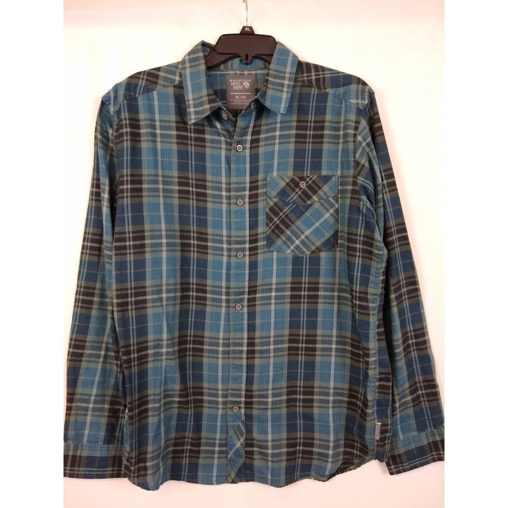 Mountain Hardwear Long Sleeve Button Shirt Plaid Green/Blue/Black Men's Medium